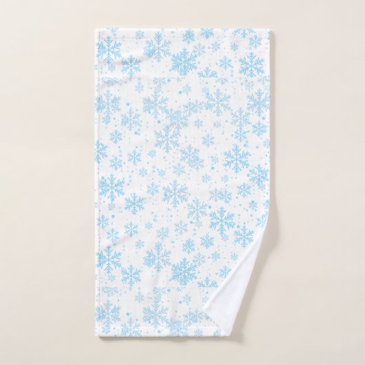 Bath Towels Blue Snowflakes Falling On White Bad Handdoek (Handdoek)