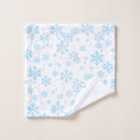 Bath Towels Blue Snowflakes Falling On White Bad Handdoek (Wasdoekje)