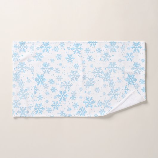 Bath Towels Blue Snowflakes Falling On White Bad Handdoek (Handdoek)