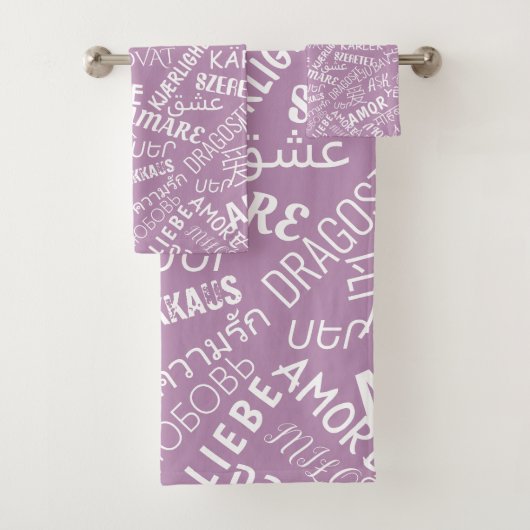 Bath Towels Love Text Multi Language - Uw kleuren Bad Handdoek (Insitu)