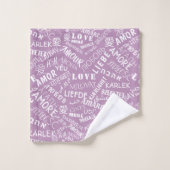 Bath Towels Love Text Multi Language - Uw kleuren Bad Handdoek (Wasdoekje)