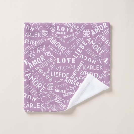 Bath Towels Love Text Multi Language - Uw kleuren Bad Handdoek (Wasdoekje)