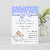 Bath Tub Baby Boy Shower Uitnodiging (Staand voorkant)