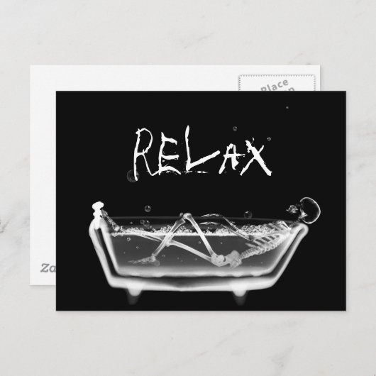 Bath Tub X-Ray Skeleton Black & White Briefkaart (Voorkant / Achterkant)