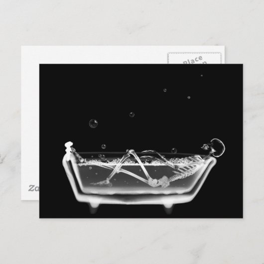 Bath Tub X-Ray Skeleton Black & White Briefkaart (Voorkant / Achterkant)