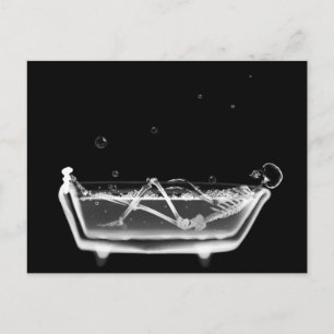 Bath Tub X-Ray Skeleton Black & White Briefkaart