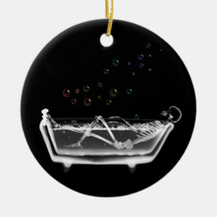 Bath Tub X-Ray Skeleton - Regenboogballonnen Keramisch Ornament