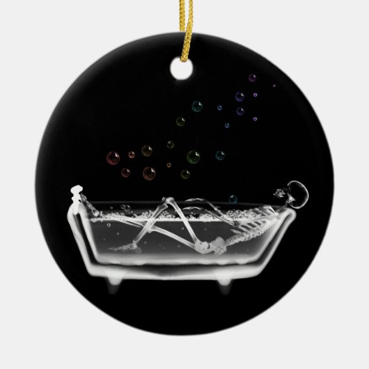 Bath Tub X-Ray Skeleton - Regenboogballonnen Keramisch Ornament (Voorkant)