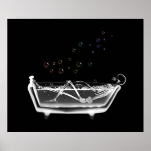 Bath Tub X-Ray Skeleton - Regenboogballonnen Poster