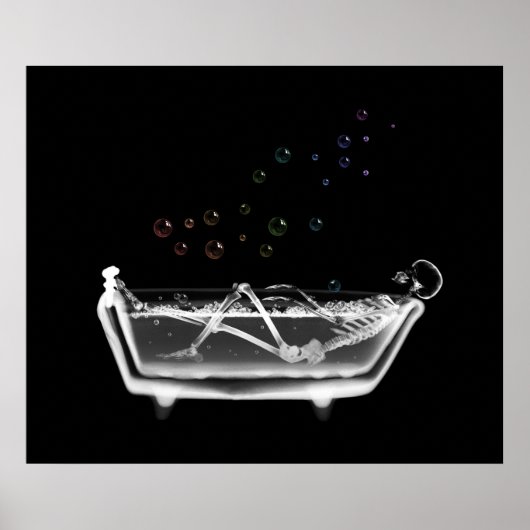 Bath Tub X-Ray Skeleton - Regenboogballonnen Poster (Voorkant)