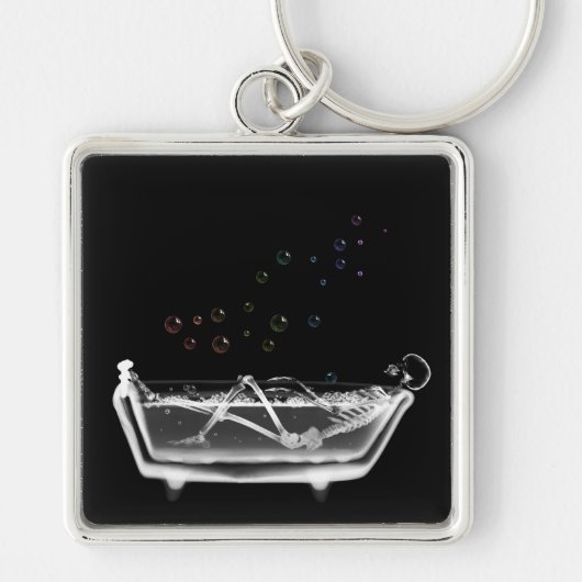 Bath Tub X-Ray Skeleton - Regenboogballonnen Sleutelhanger (Voorkant)