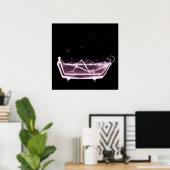 BATH TUB X-RAY VISION SKELETON - PINK POSTER (Thuiskantoor)