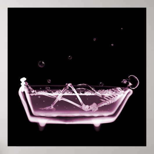 BATH TUB X-RAY VISION SKELETON - PINK POSTER (Voorkant)