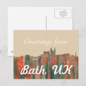 BATH, UK SKYLINE BRIEFKAART (Voorkant / Achterkant)