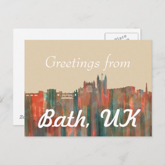 BATH, UK SKYLINE BRIEFKAART (Voorkant / Achterkant)