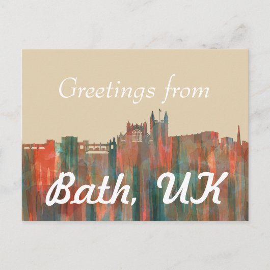 BATH, UK SKYLINE BRIEFKAART (Voorkant)