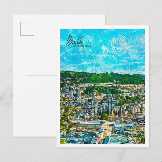 Bath Verenigd Koninkrijk Mooie olieverfstad Briefkaart (Voorkant / Achterkant)