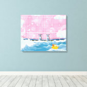 Bath Yellow Duck Canvas Afdruk (Insitu (Houten vloer))