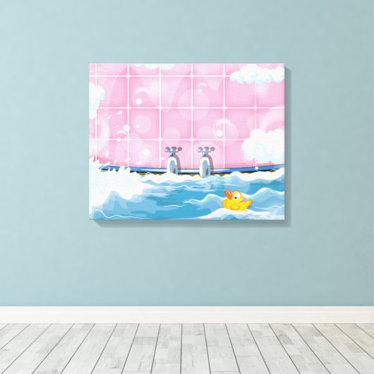 Bath Yellow Duck Canvas Afdruk (Insitu (Houten vloer))