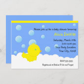 Bath Yellow Rubber Duckie Baby shower Uitnodiging (Voorkant / Achterkant)