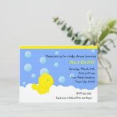 Bath Yellow Rubber Duckie Baby shower Uitnodiging (Staand voorkant)