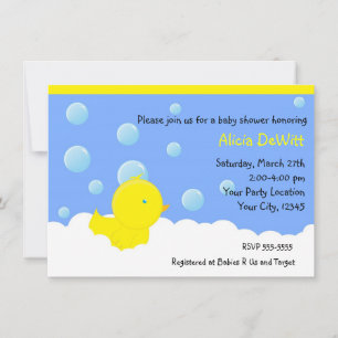 Bath Yellow Rubber Duckie Baby shower Uitnodiging
