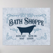 Bathe, Bath Time, Spa 14 x 11 inch in Blue Poster (Voorkant)