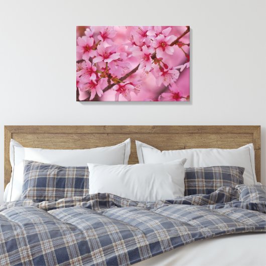 Bathed in Pink Japans Cherry Blossom Poster Canvas Afdruk (Insitu (Slaapkamer))