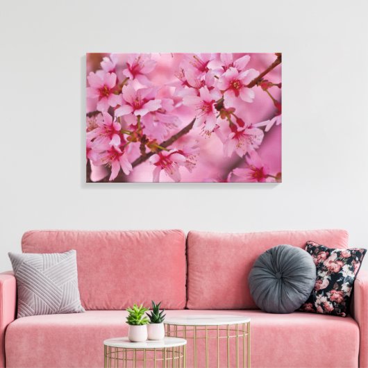 Bathed in Pink Japans Cherry Blossom Poster Canvas Afdruk (Insitu (Woonkamer))