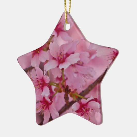 Bathed in Roze Japanse Cherry Blossom Keramisch Ornament (Links)
