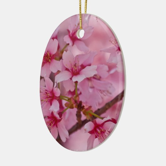Bathed in Roze Japanse Cherry Blossom Keramisch Ornament (Links)
