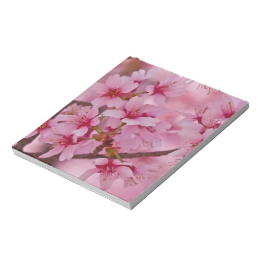 Bathed in Roze Japanse Cherry Blossom Notitieblok (Linkerzijde)
