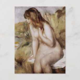 Bather Sitting on a Rock, Pierre-Auguste Renoir Briefkaart
