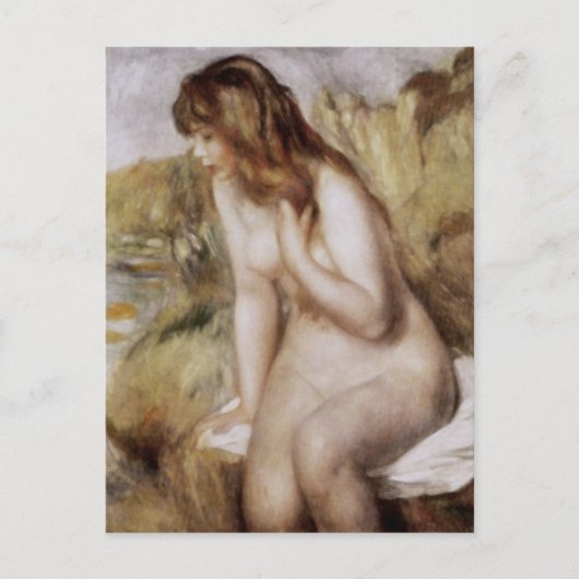 Bather Sitting on a Rock, Pierre-Auguste Renoir Briefkaart (Voorkant)