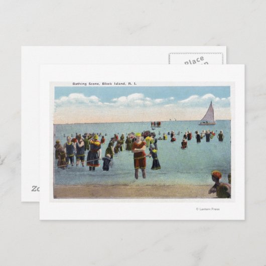 Bathers aan de Beach Briefkaart (Voorkant / Achterkant)
