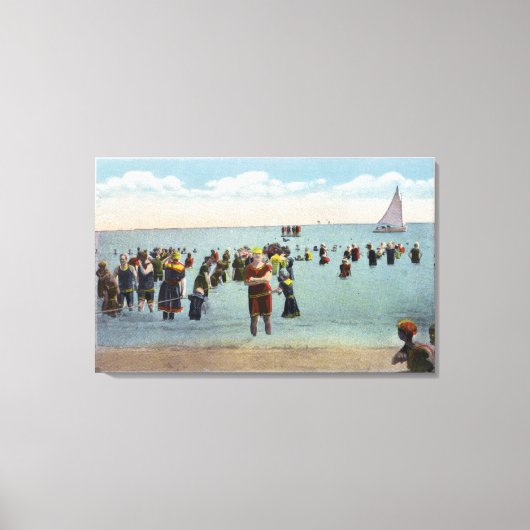 Bathers aan de Beach Canvas Afdruk (Voorkant)