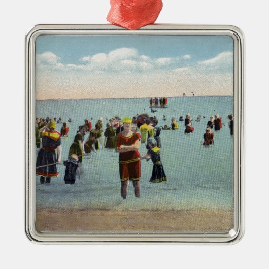 Bathers aan de Beach Metalen Ornament (Voorkant)