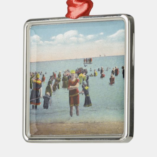 Bathers aan de Beach Metalen Ornament (Links)