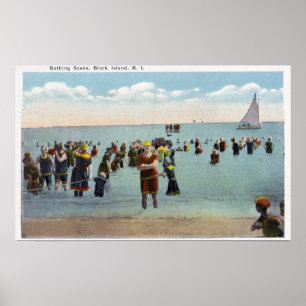 Bathers aan de Beach Poster