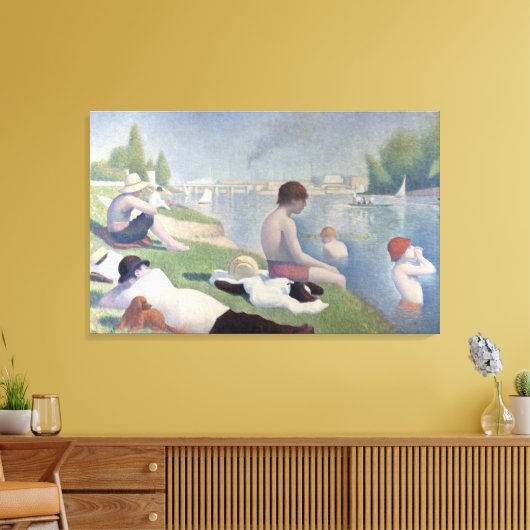 Bathers in Asnieres door Georges Seurat Canvas Afdruk (Insitu (Woonkamer))