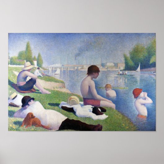 Bathers in Asnieres, Seurat Poster (Voorkant)
