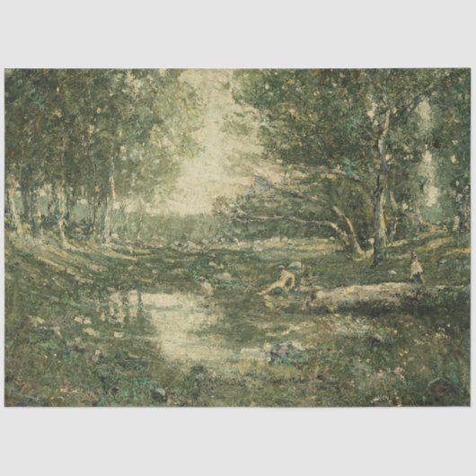 Bathers in Green Woodland Landscape ( kunst) Tissuepapier (Voorkant)