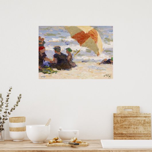 Bathers with Striped Umbrella, 1920 by Potthast Poster (Keuken)