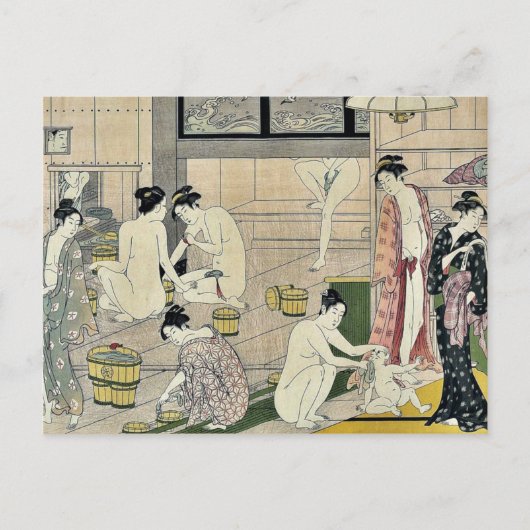 Bathhouse vrouwen diptych by Torii, Kiyonaga Ukiyo Briefkaart (Voorkant)