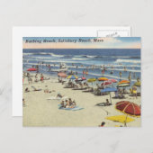 Bathing Beach, Salisbury, Massaal Antiek Beach Sce Briefkaart (Voorkant / Achterkant)
