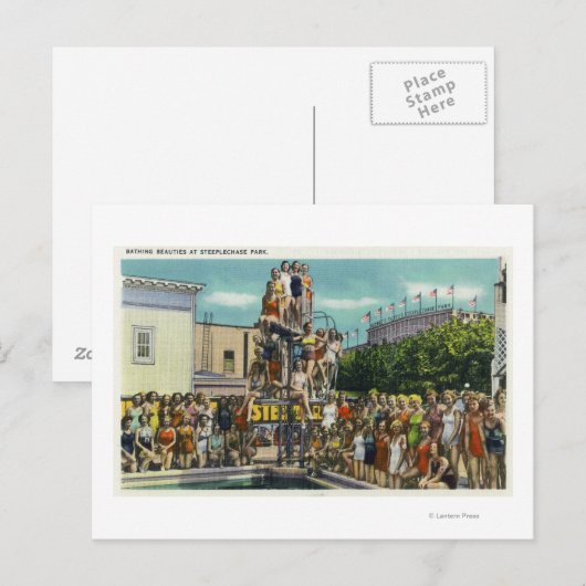 Bathing Beauties in Steeplechase Park Briefkaart (Voorkant / Achterkant)