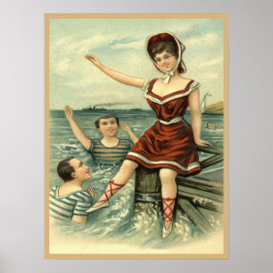 Bathing Beauty 1908 Briefkaart Poster