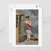 Bathing Beauty at the Beach -  handgekleurde Briefkaart (Voorkant / Achterkant)