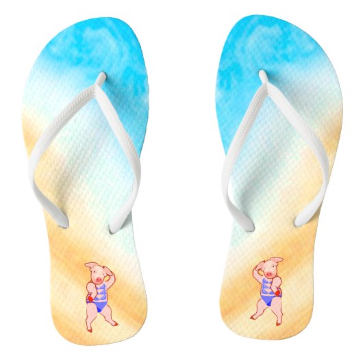 Bathing Beauty Beach Pig Teenslippers (Voetbed)