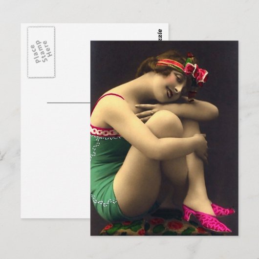 Bathing Beauty in Green Briefkaart (Voorkant / Achterkant)